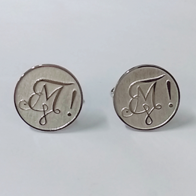 Cool Men's Cufflinks with Monogram Initial 18k Gold Plated
