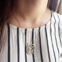 Sterling Silver Circle Classy Font Monogram Necklace