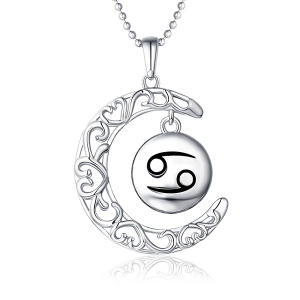 Customized Hollow Moon With Zodiac Sign Necklace