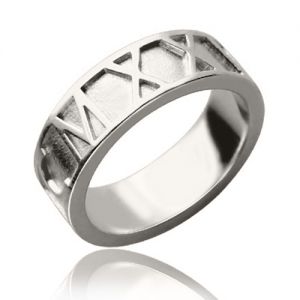 Personalized Roman Numerals Band Ring Sterling Silver