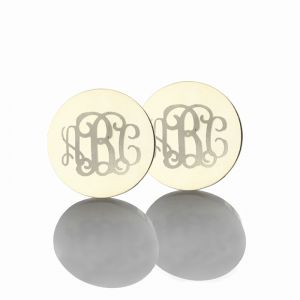 Engraved Monogram Stud Earrings Sterling Silver