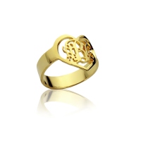 heart monogram ring