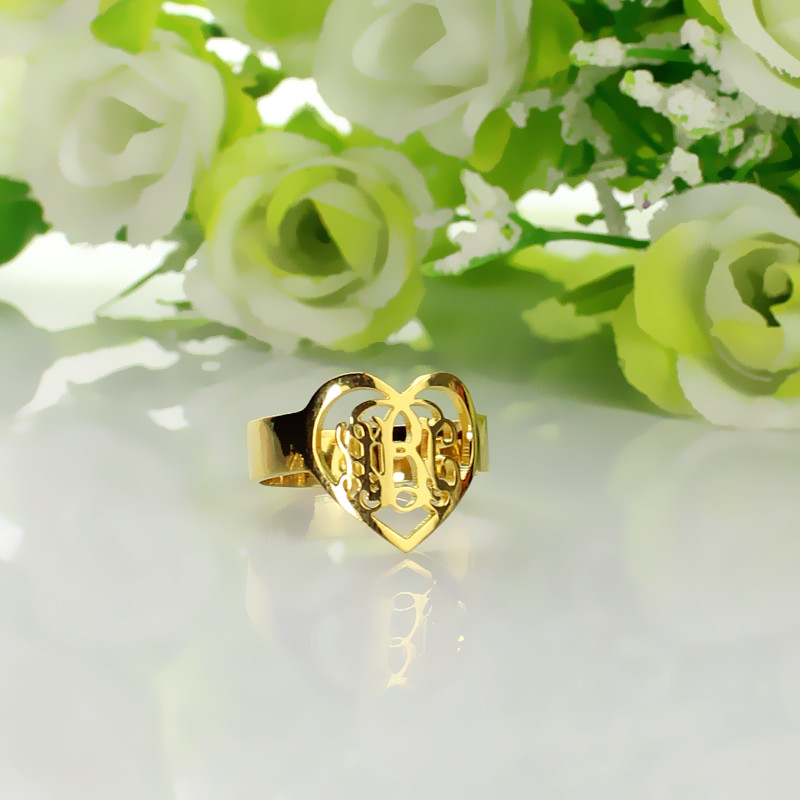 heart monogram ring