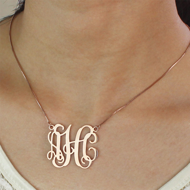 Personalized Rose Gold Monogram Pendant Necklace