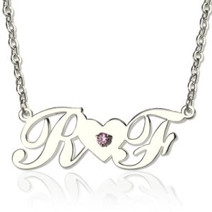 Sterling Silver Double initials Necklace