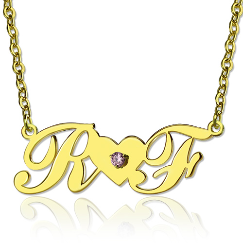 18K Gold Plated Two Initials Necklace