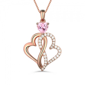Custom Twist Hearts Infinity Love Necklace In Rose Gold