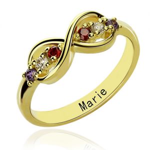 18K Gold Plated Infinity Promise Rings with Birthstone