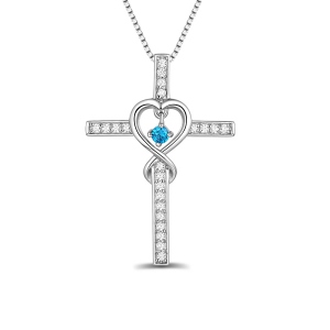Personalized Infinity Cross Necklace With Birthstone