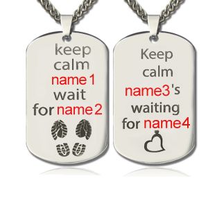 Personalized Cute His and Hers Dog Tag Necklaces Titanium Steel