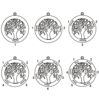 Circle 5 Family Names Tree of Life Pendant Necklace in Gold