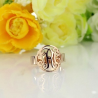 Circle Monogram Ring Name Initial Monogrammed Ring Rose Gold -0.59"