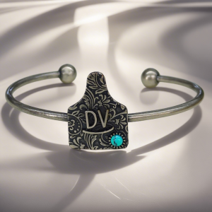 Personalized Cattle Tag Bangle, Cowgirls Turquoise Jewelry, Gift for Mom/Girlfriend/Daughter/Friend
