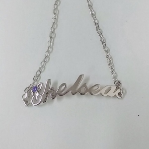 Sterling Silver Carrie Name Bracelet With Birthstone
