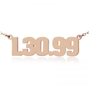 Rose Gold Plated Silver Number plate Name Necklace Charm Men Jewelry