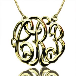 Celebrity Cube Premium Monogram Necklace Gift 18K Gold Plated