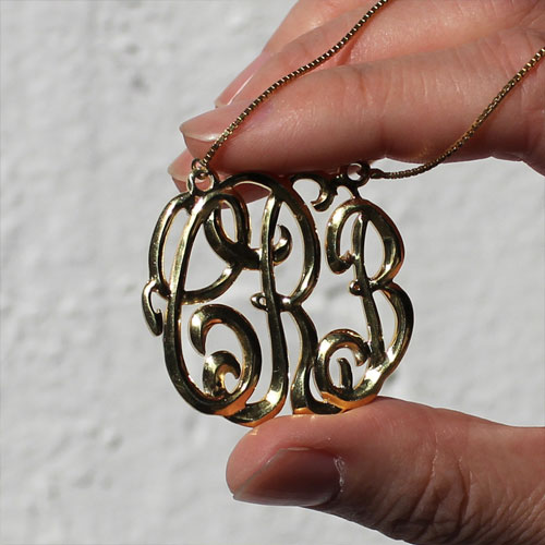 Celebrity Cube Premium Monogram Necklace Gift 18K Gold Plated