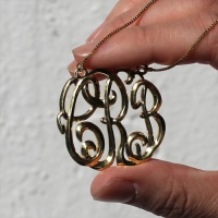 Celebrity Cube Premium Monogram Necklace Gift 18K Gold Plated