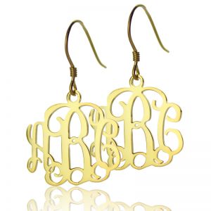18K Gold Plated Monogram Earrings