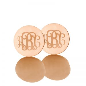 Engraved Monogram Stud Earrings Rose Gold