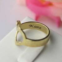 Heart Promise Ring With Couple's Name Gold Plated Silver