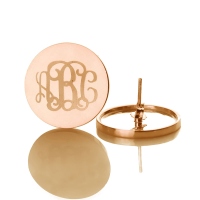 Engraved Monogram Stud Earrings Rose Gold