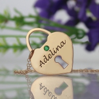 Heart Lock Keepsake Charm With Name Rose Gold