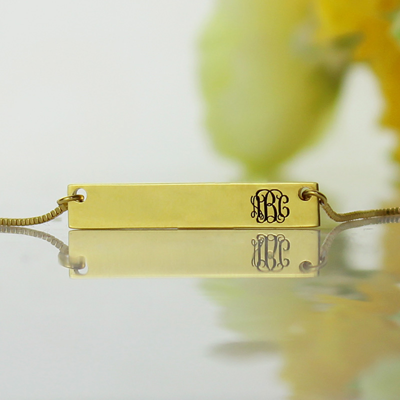 Personalized Gold Initial Bar Necklace Monogram