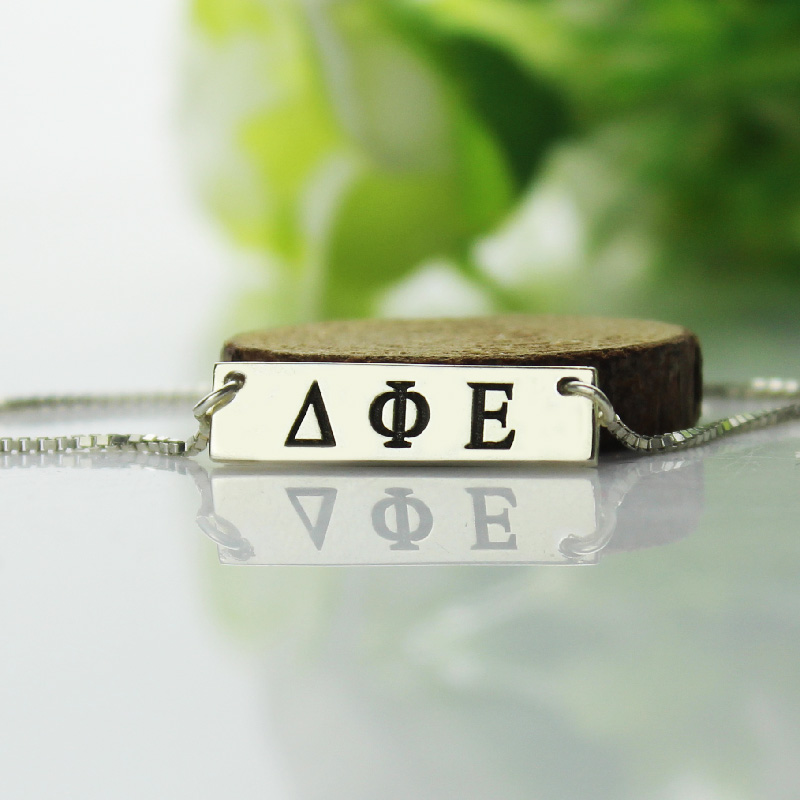 Custom Alpha Gamma Delta Greek Letter Sorority Bar Necklace