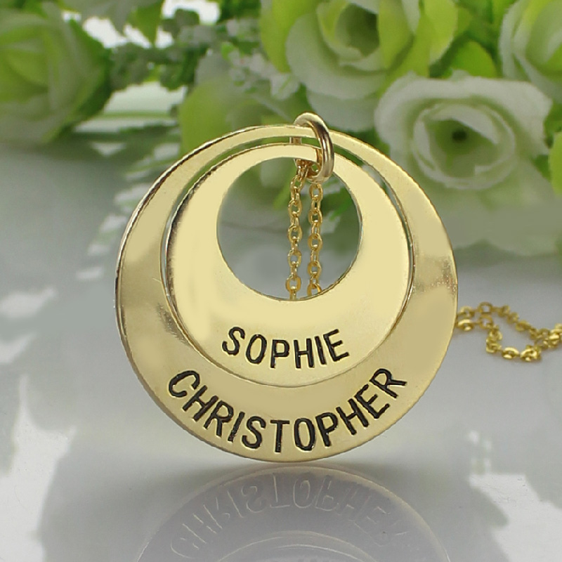 Engraved Ring Gold Mother Necklace
