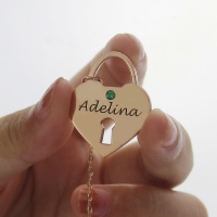 Heart Lock Keepsake Charm With Name Rose Gold