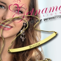 Personalized Gold Curved Bar Necklace