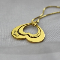 Heart in Heart Name Pendant In Gold
