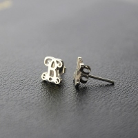 Personalized Single Initial Monogram Stud Earrings Sterling Silver