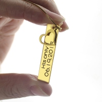 Couples Bar Necklace Engraved Name & Date 18K Gold Plated