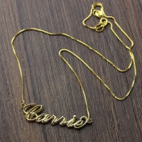 Personalized 3D Carrie Name Necklace 18K Gold Plating