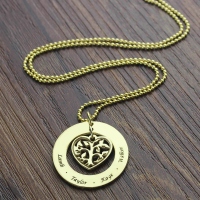 Circle Family Tree Pendant Necklace In Gold