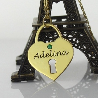 I Love You Heart Lock Keepsake Necklace With Name 18k Gold Plated