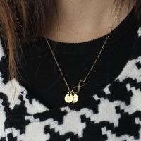 Infinity Necklace With Disc Initial Charm 18k Gold Plated