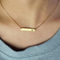 Personalized Gold Initial Bar Necklace Monogram