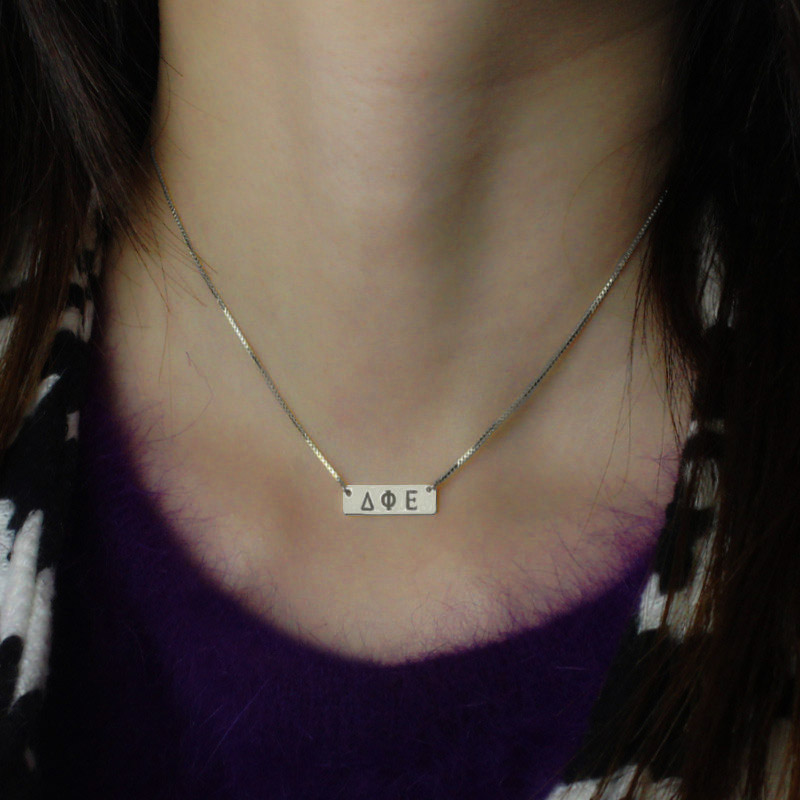 Custom Alpha Gamma Delta Greek Letter Sorority Bar Necklace