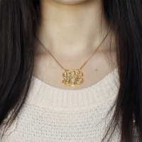 Custom Cube Monogram Initials Necklace 18K Gold Plated