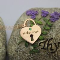 Heart Lock Keepsake Charm With Name Rose Gold